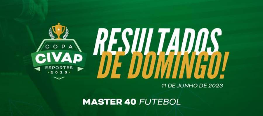 Confira os resultados da terceira rodada da Copa CIVAP 2023 - Master 40 anos Confira os resultados da terceira rodada da Copa CIVAP 2023 - Master 40 anos